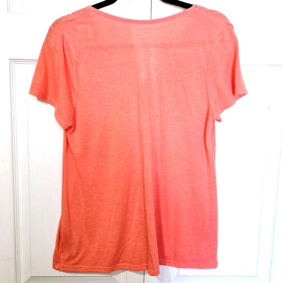 CROFT & BARROW Womens Size Medium Peachy/ Coral/Pink Stretch Button Down Shirt - Picture 2 of 2